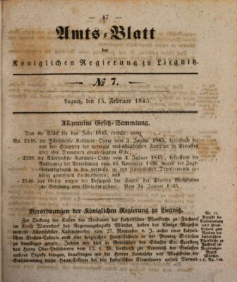 Amts-Blatt der Preußischen Regierung zu Liegnitz Samstag 15. Februar 1845