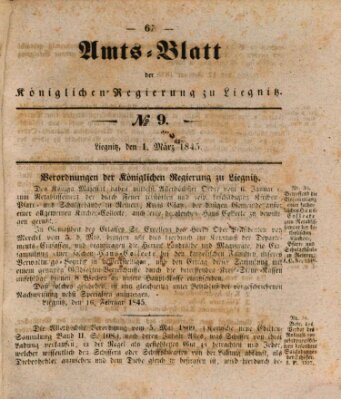 Amts-Blatt der Preußischen Regierung zu Liegnitz Samstag 1. März 1845