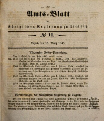 Amts-Blatt der Preußischen Regierung zu Liegnitz Samstag 15. März 1845