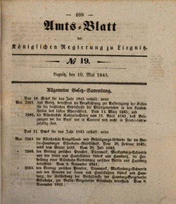 Amts-Blatt der Preußischen Regierung zu Liegnitz Samstag 10. Mai 1845