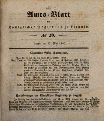 Amts-Blatt der Preußischen Regierung zu Liegnitz Samstag 17. Mai 1845