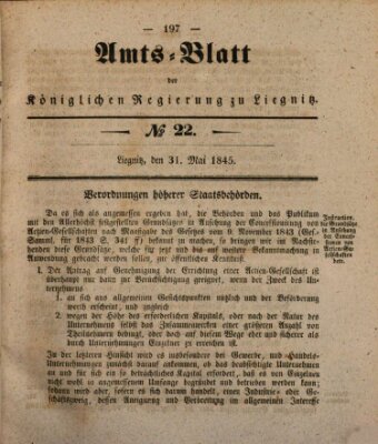 Amts-Blatt der Preußischen Regierung zu Liegnitz Samstag 31. Mai 1845