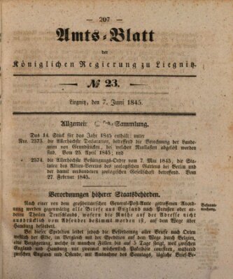 Amts-Blatt der Preußischen Regierung zu Liegnitz Samstag 7. Juni 1845