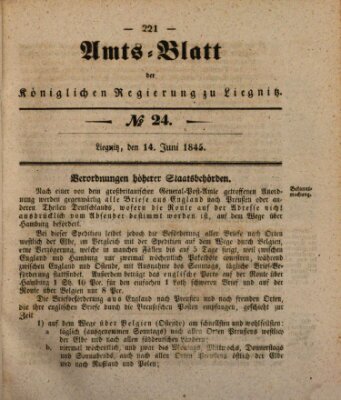 Amts-Blatt der Preußischen Regierung zu Liegnitz Samstag 14. Juni 1845