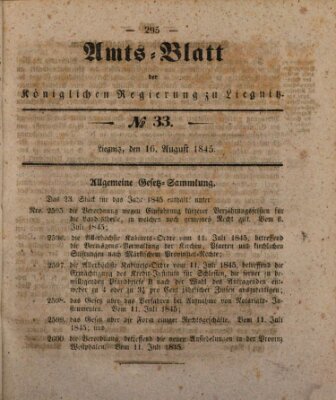 Amts-Blatt der Preußischen Regierung zu Liegnitz Samstag 16. August 1845