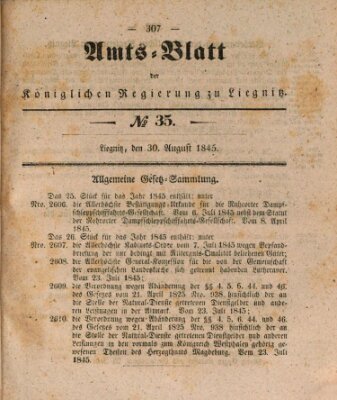 Amts-Blatt der Preußischen Regierung zu Liegnitz Samstag 30. August 1845