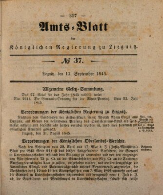 Amts-Blatt der Preußischen Regierung zu Liegnitz Samstag 13. September 1845