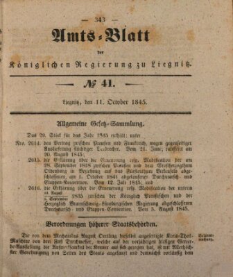 Amts-Blatt der Preußischen Regierung zu Liegnitz Samstag 11. Oktober 1845