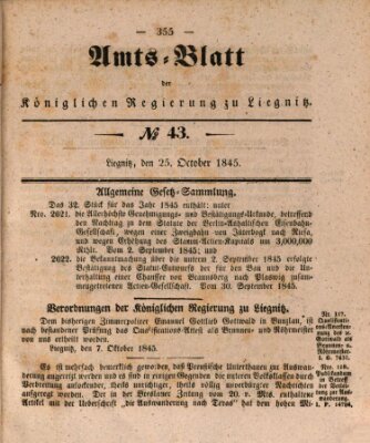 Amts-Blatt der Preußischen Regierung zu Liegnitz Samstag 25. Oktober 1845