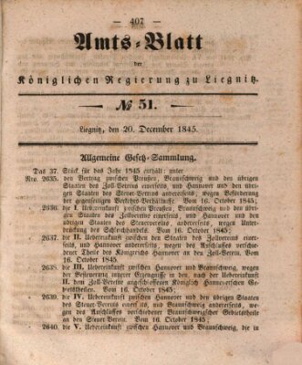 Amts-Blatt der Preußischen Regierung zu Liegnitz Samstag 20. Dezember 1845