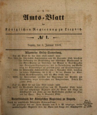 Amts-Blatt der Preußischen Regierung zu Liegnitz Samstag 3. Januar 1846