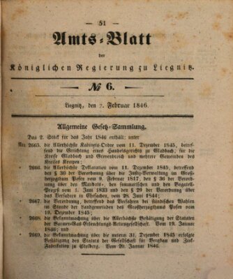 Amts-Blatt der Preußischen Regierung zu Liegnitz Samstag 7. Februar 1846