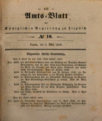 Amts-Blatt der Preußischen Regierung zu Liegnitz Samstag 2. Mai 1846