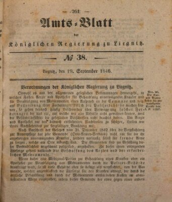 Amts-Blatt der Preußischen Regierung zu Liegnitz Samstag 19. September 1846