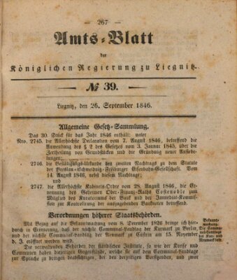 Amts-Blatt der Preußischen Regierung zu Liegnitz Samstag 26. September 1846