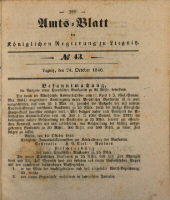 Amts-Blatt der Preußischen Regierung zu Liegnitz Samstag 24. Oktober 1846