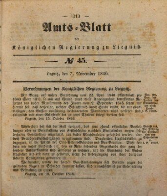 Amts-Blatt der Preußischen Regierung zu Liegnitz Samstag 7. November 1846