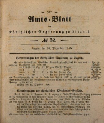 Amts-Blatt der Preußischen Regierung zu Liegnitz Samstag 26. Dezember 1846