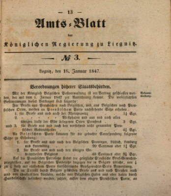 Amts-Blatt der Preußischen Regierung zu Liegnitz Samstag 16. Januar 1847