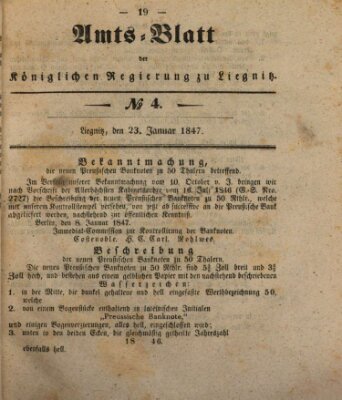 Amts-Blatt der Preußischen Regierung zu Liegnitz Samstag 23. Januar 1847