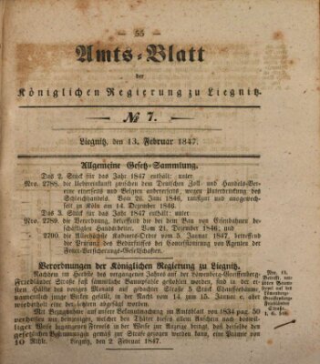 Amts-Blatt der Preußischen Regierung zu Liegnitz Samstag 13. Februar 1847