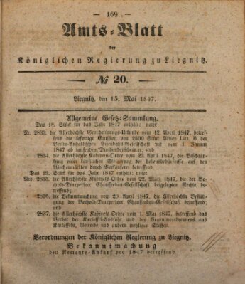 Amts-Blatt der Preußischen Regierung zu Liegnitz Samstag 15. Mai 1847