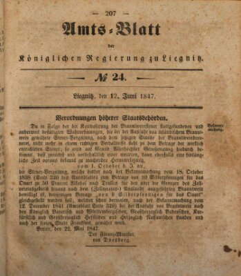 Amts-Blatt der Preußischen Regierung zu Liegnitz Samstag 12. Juni 1847