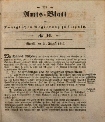 Amts-Blatt der Preußischen Regierung zu Liegnitz Samstag 21. August 1847