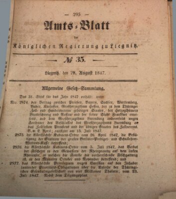 Amts-Blatt der Preußischen Regierung zu Liegnitz Samstag 28. August 1847