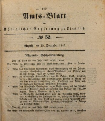 Amts-Blatt der Preußischen Regierung zu Liegnitz Samstag 25. Dezember 1847