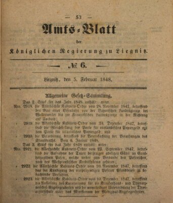 Amts-Blatt der Preußischen Regierung zu Liegnitz Samstag 5. Februar 1848