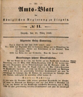 Amts-Blatt der Preußischen Regierung zu Liegnitz Samstag 11. März 1848