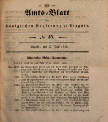 Amts-Blatt der Preußischen Regierung zu Liegnitz Samstag 17. Juni 1848