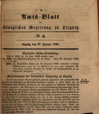 Amts-Blatt der Preußischen Regierung zu Liegnitz Samstag 27. Januar 1849