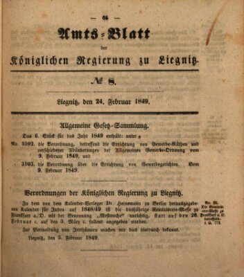 Amts-Blatt der Preußischen Regierung zu Liegnitz Samstag 24. Februar 1849