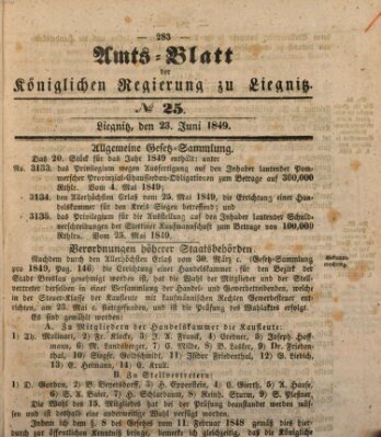 Amts-Blatt der Preußischen Regierung zu Liegnitz Samstag 23. Juni 1849