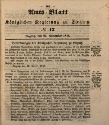 Amts-Blatt der Preußischen Regierung zu Liegnitz Samstag 24. November 1849