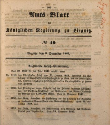 Amts-Blatt der Preußischen Regierung zu Liegnitz Samstag 8. Dezember 1849