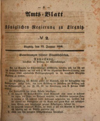 Amts-Blatt der Preußischen Regierung zu Liegnitz Samstag 12. Januar 1850