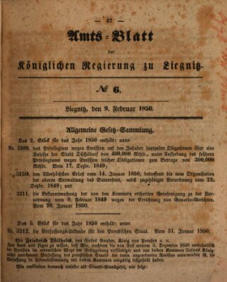 Amts-Blatt der Preußischen Regierung zu Liegnitz Samstag 9. Februar 1850