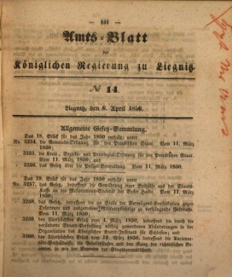 Amts-Blatt der Preußischen Regierung zu Liegnitz Samstag 6. April 1850