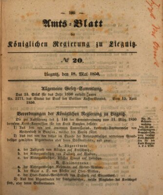 Amts-Blatt der Preußischen Regierung zu Liegnitz Samstag 18. Mai 1850