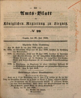 Amts-Blatt der Preußischen Regierung zu Liegnitz Samstag 20. Juli 1850