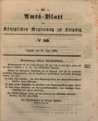 Amts-Blatt der Preußischen Regierung zu Liegnitz Samstag 27. Juli 1850