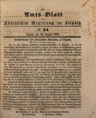 Amts-Blatt der Preußischen Regierung zu Liegnitz Samstag 24. August 1850