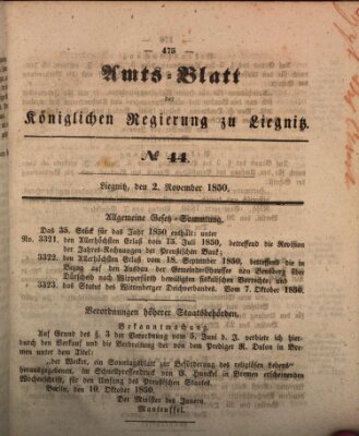 Amts-Blatt der Preußischen Regierung zu Liegnitz Samstag 2. November 1850