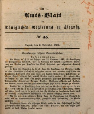 Amts-Blatt der Preußischen Regierung zu Liegnitz Samstag 9. November 1850