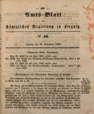 Amts-Blatt der Preußischen Regierung zu Liegnitz Samstag 16. November 1850