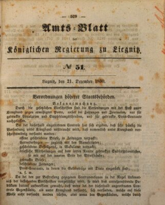 Amts-Blatt der Preußischen Regierung zu Liegnitz Samstag 21. Dezember 1850