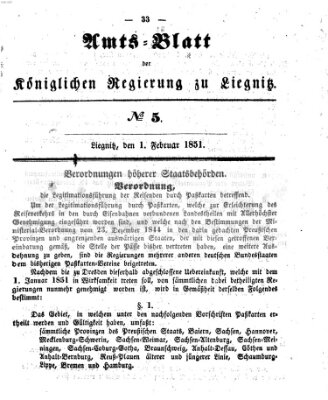 Amts-Blatt der Preußischen Regierung zu Liegnitz Samstag 1. Februar 1851